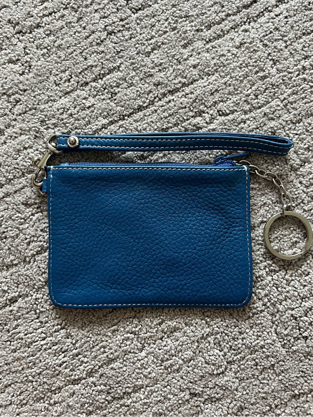 Dooney & Bourke Blue Leather Wristlet Keyring Pouch